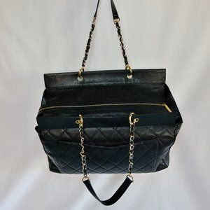 Rare Chanel Vintage Black Caviar Weekender XXL GST Travel Tote Bag